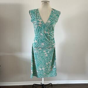 Vtg Y2K 2000s Bebe Teal Geometric Glitter Wrap Stretch Dress Wmns L Hoco Club